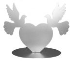 Tischaufsteller Metall  Herz mit Tauben silber